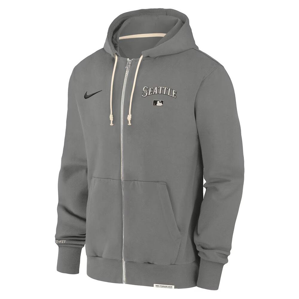 NIKE MLB Authentic Collection Seattle Mariners Full-Zip Gray Hoodie Size XL